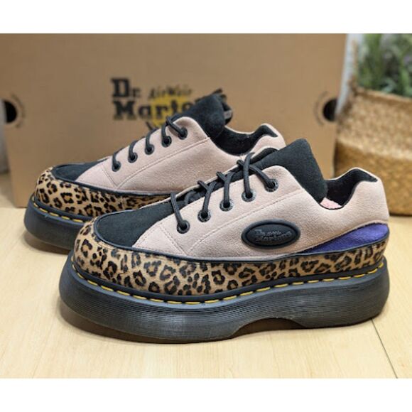 Dr. Martens Buzz 5-Eye Light Tan & Powder Pink Leopard and Suede Shoes UK 7 NIB - Picture 3 of 15